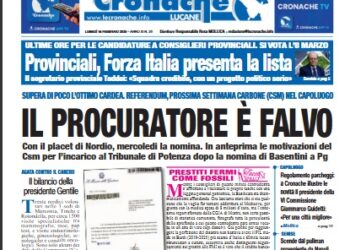 Camillo Falvo mercoledì sarà alla guida della procura distrettuale di Potenza