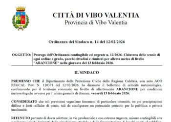 Allerta meteo confermato, scuole chiuse a Vibo Valentia anche domani