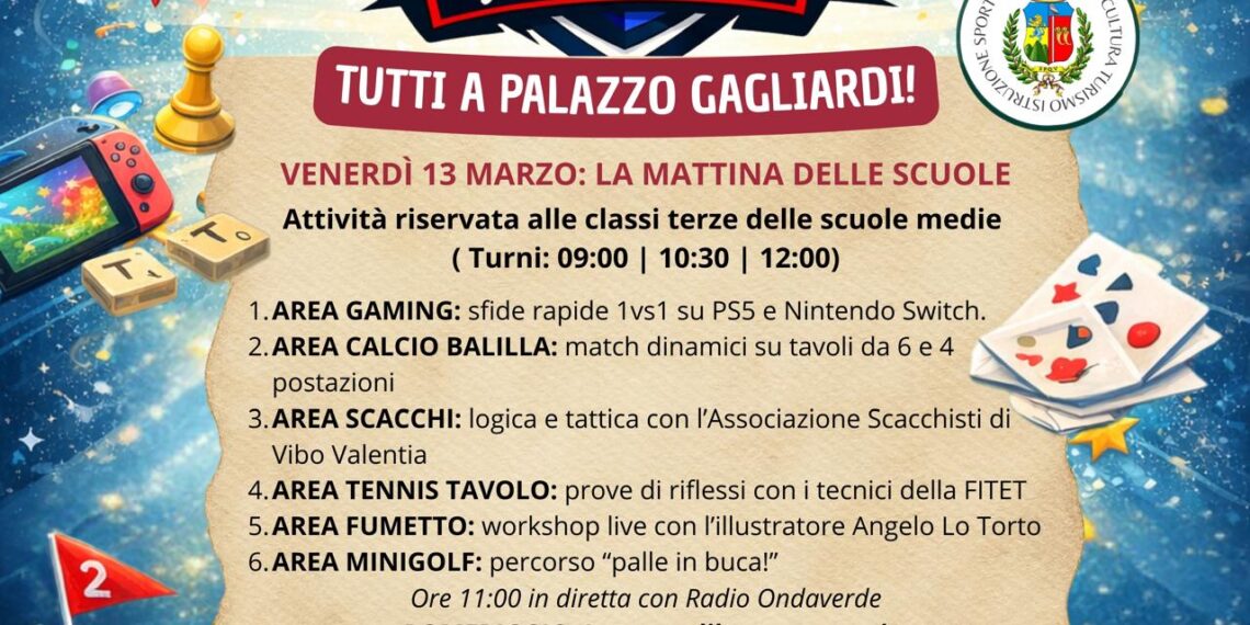 “Vibo in Gioco”: Palazzo Gagliardi diventa un grande spazio di gioco, creatività e comunità