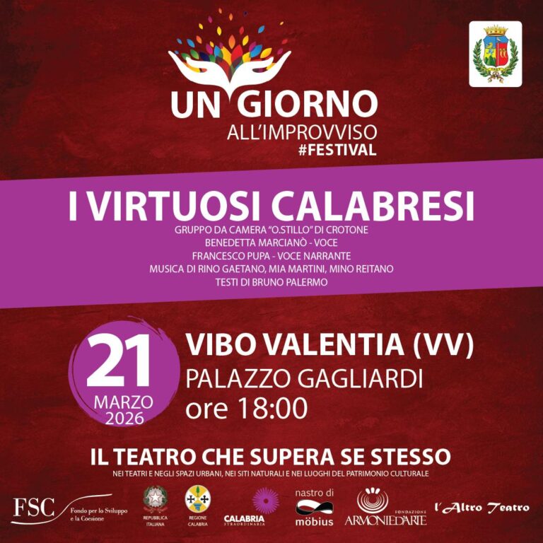 Ancora una settimana ricca di eventi a Vibo Valentia: dal 17 al 22 marzo mostre, teatro, musica e gioco 5 Virtuosi calabresi