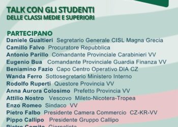 Vibo Valentia, “Semi di legalità”. Talk con gli studenti organizzato dalla Cisl Magna Grecia
