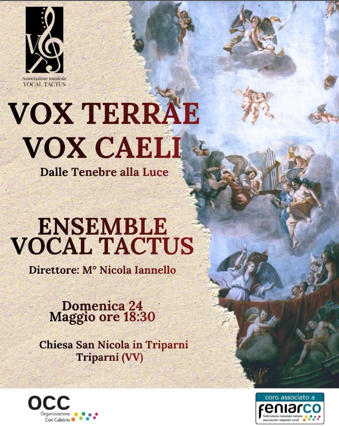“Vox Terrae, Vox Caeli”: a Triparni il nuovo concerto dell’Ensemble Vocal Tactus 2 24 maggio triparni