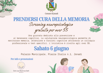 “Prendersi cura della memoria”: a Jonadi screening neuropsicologico gratuito per gli over 55neuropsi