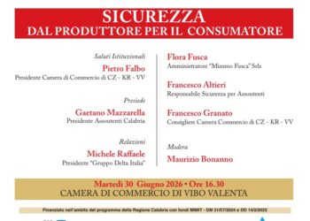 Sicurezza alimentare, produttori e consumatori a confronto: martedì incontro alla Camera di Commercio di Vibo Valentia