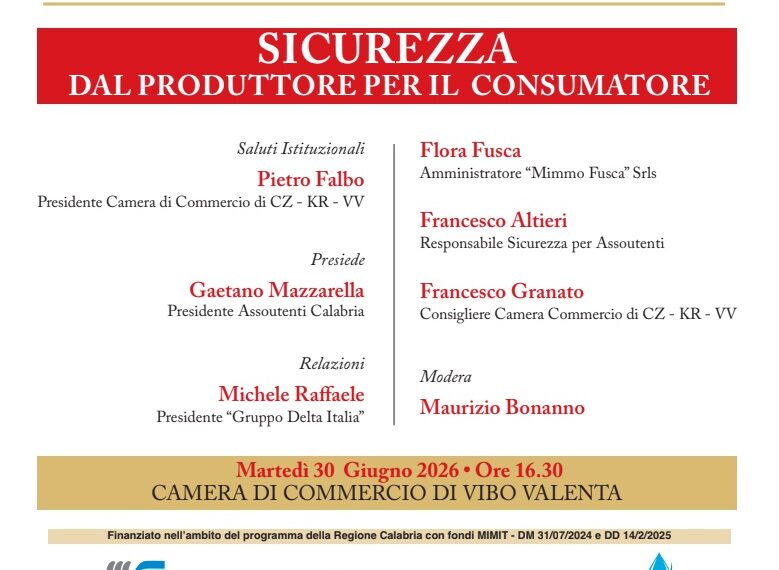 Sicurezza alimentare, produttori e consumatori a confronto: martedì incontro alla Camera di Commercio di Vibo Valentia