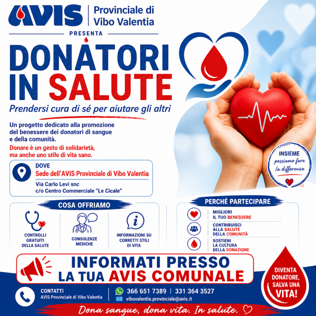 Al via il progetto sperimentale "Donatori in Salute": prevenzione e tutela della salute dei donatori 2 locandina social donatori in salute 1