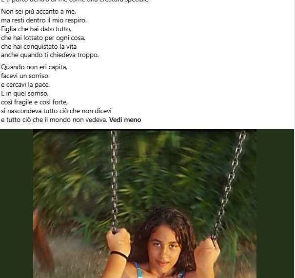 Rachele, la luce che danza ancora”: l’omaggio del padre commuove la rete