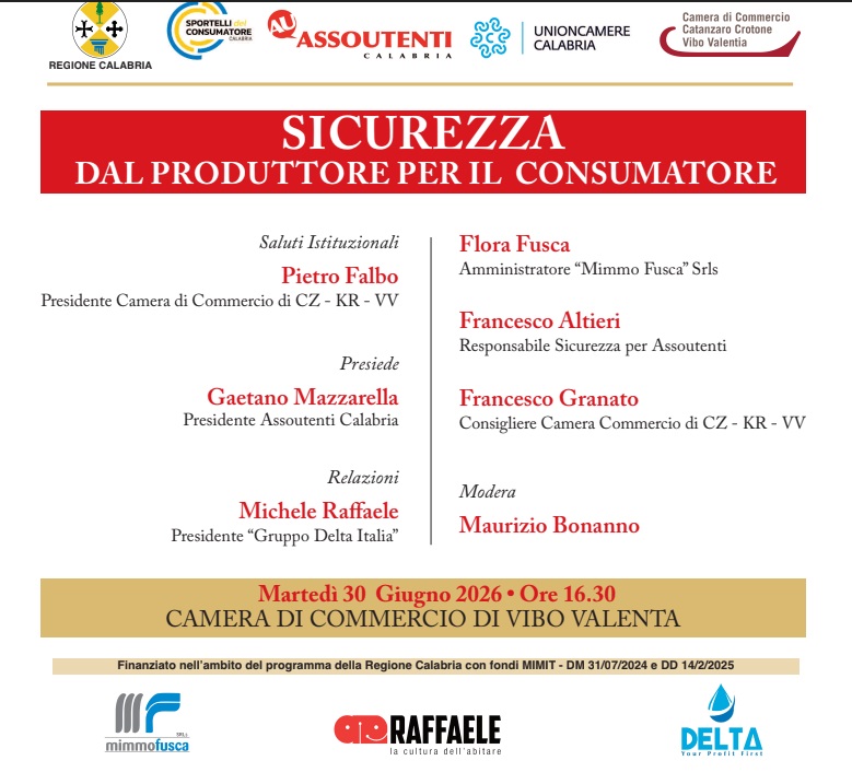 Assoutenti, alla Camera di Commercio di Vibo Valentia un confronto sulla sicurezza tra produttori e consumatori (VIDEO) 2 30 maggio invito