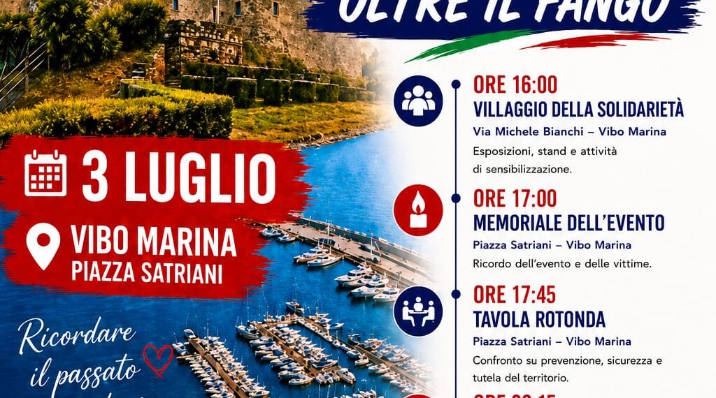 Vibo Valentia a vent’anni dall’alluvione: il 3 luglio una giornata tra memoria e futuro. Il programma 1 Vibo Valentia a vent’anni dall’alluvione: il 3 luglio una giornata tra memoria e futuro. Il programma