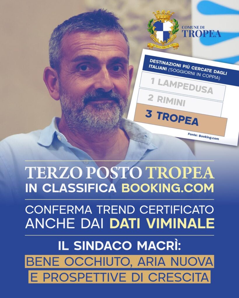 Piattaforma Booking.com: Tropea sul podio. Un significativo terzo posto per la Perla del Tirreno 2 TROPEA BOOKING 080726