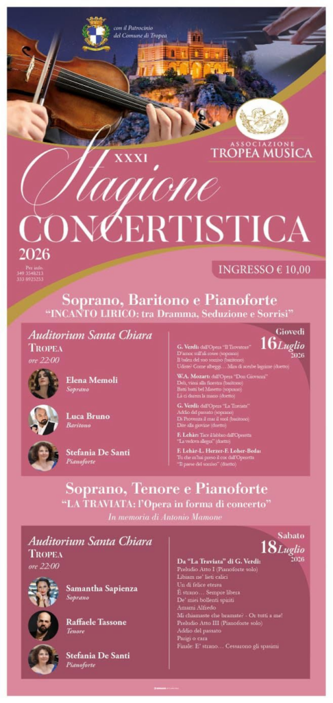 Tropea in musica, due serate dedicate al canto lirico all’Auditorium Santa Chiara 2 TROPEA STAGIONECONCERTISTICA 140726