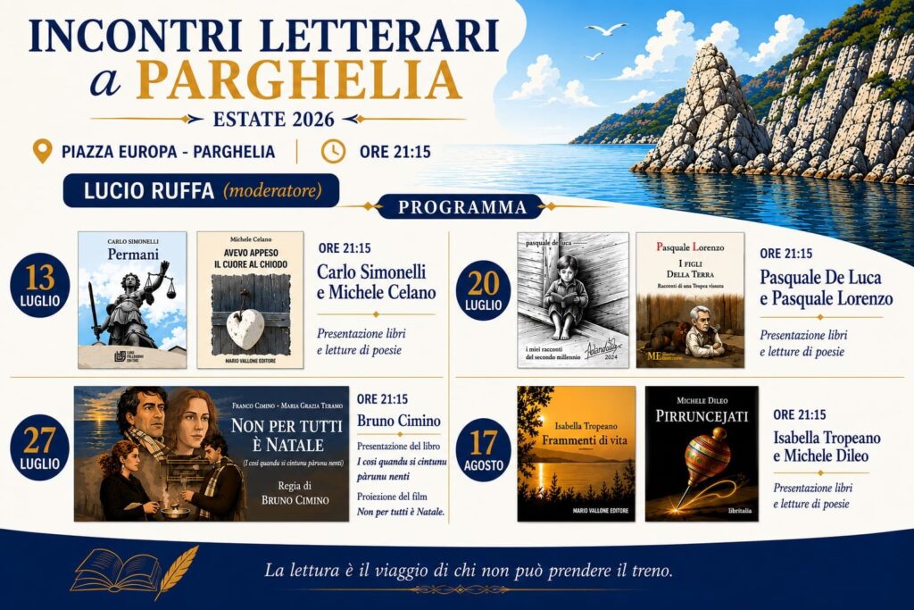Parghelia, l'estate si accende tra cultura, mare e tradizioni: un cartellone di eventi che celebra la Costa degli Dei 2 calendario Incontri Letterari a Paeghelia