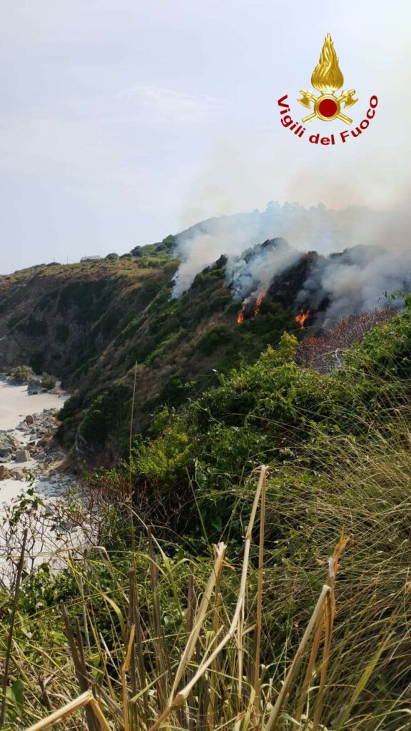 Vasto incendio a Zambrone: impegnati i Vigili del Fuoco di Vibo Valentia, bloccato il traffico ferroviario (FOTO) 2 incendio zambrone 4