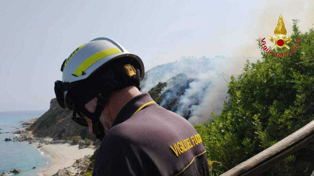 Vasto incendio a Zambrone: impegnati i Vigili del Fuoco di Vibo Valentia, bloccato il traffico ferroviario (FOTO) 4 incendio zambrone 5