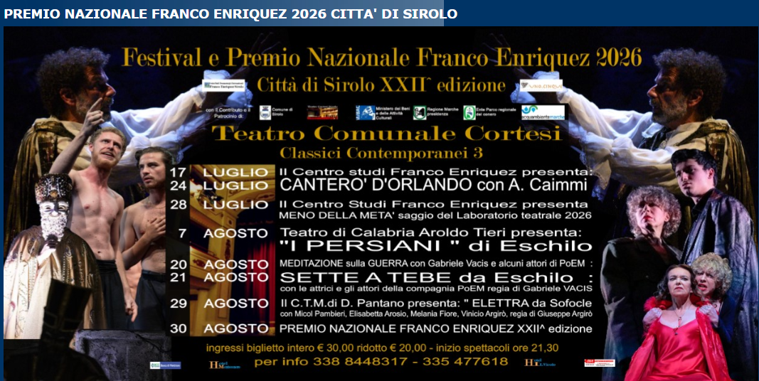 Teatro di Calabria "Arnoldo Tieri" vince il Premio Nazionale Franco Enriquez 2026 con “I Persiani” di Eschilo 1 Teatro di Calabria “Arnoldo Tieri” vince il Premio Nazionale Franco Enriquez 2026 con “I Persiani” di Eschilo