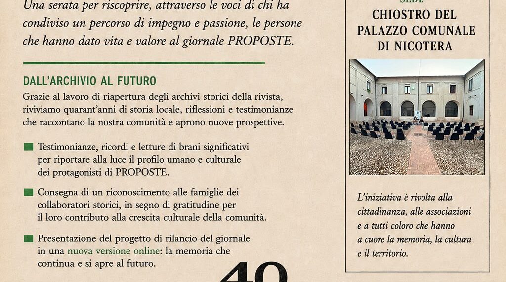 Nicotera celebra i quarant’anni del periodico Proposte