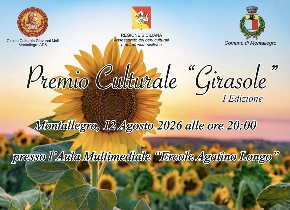A Francesco Pira il Premio Culturale “Girasole” 2026. Il sociologo è docente all’Università di Messina, saggista e giornalista 3 locandina