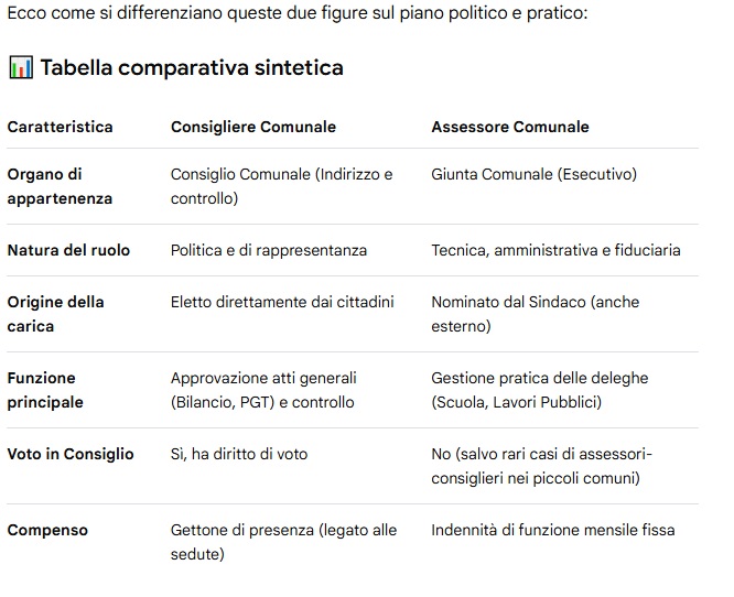tabella comparativa consigliere assessore